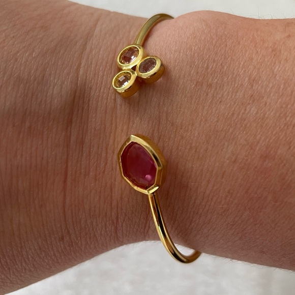 TALIA NWT Gold Crystal Cuff Bracelet with Pink & Clear Crystals - Picture 6 of 13